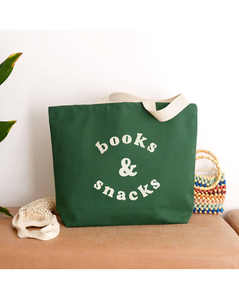 Books & Snacks - Forest Green Canvas Tote Bag – thoughtful gifts and beautiful finds from C&K, an independent lifestyle store in Settle.