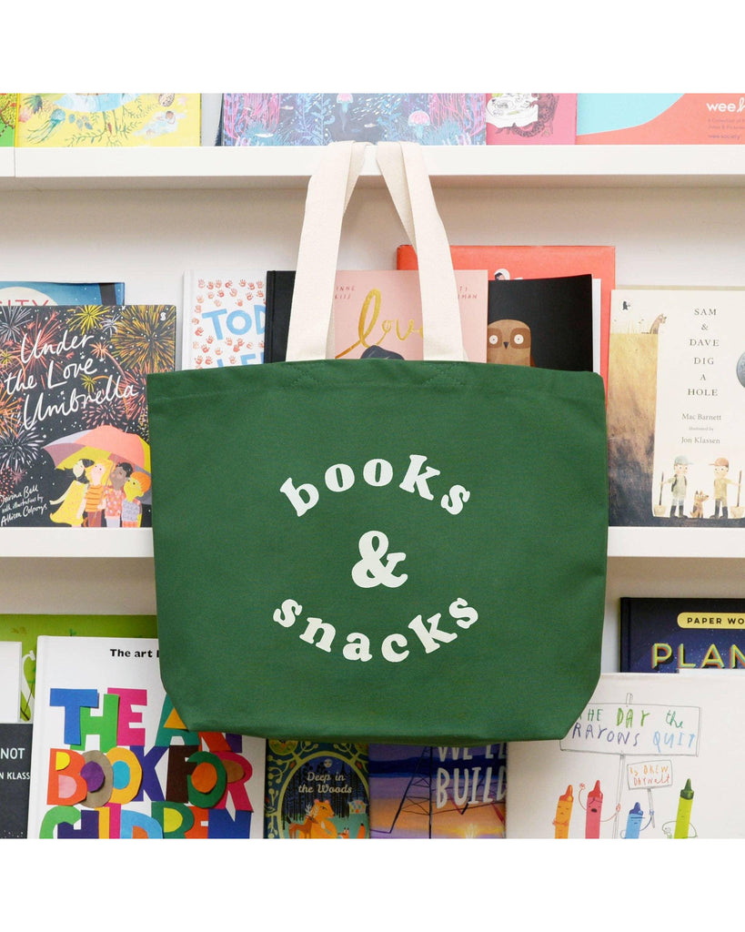 Books & Snacks - Forest Green Canvas Tote Bag – thoughtful gifts and beautiful finds from C&K, an independent lifestyle store in Settle.