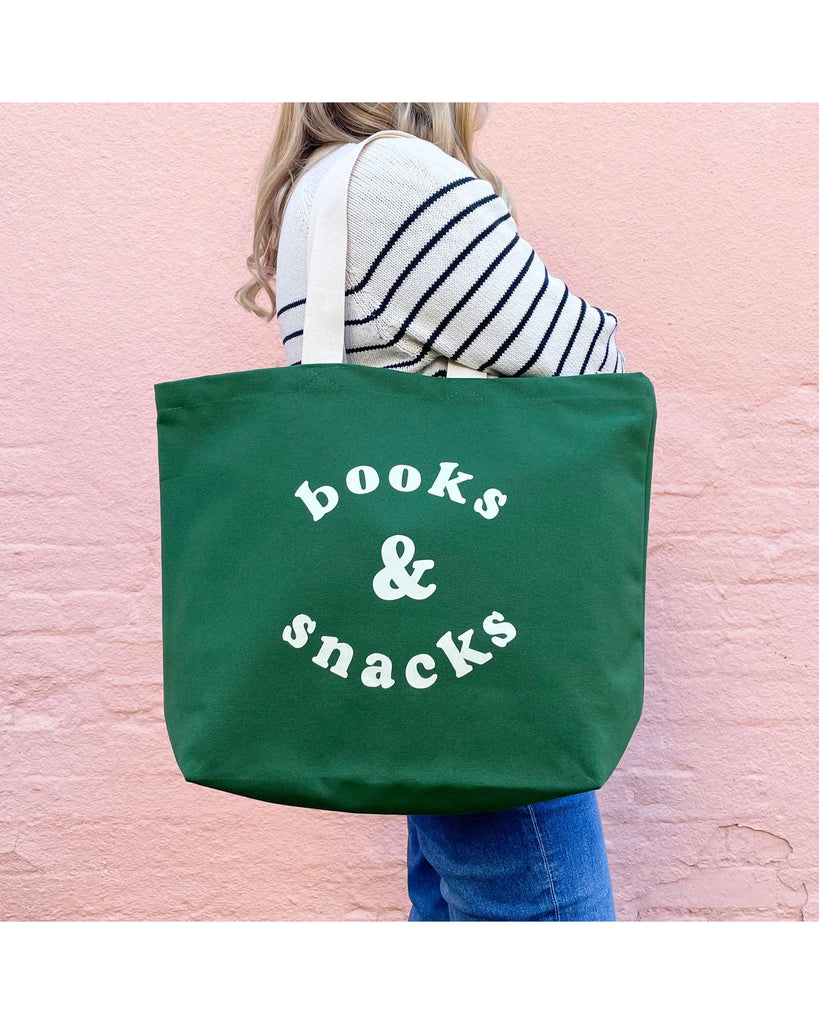 Books & Snacks - Forest Green Canvas Tote Bag – thoughtful gifts and beautiful finds from C&K, an independent lifestyle store in Settle.