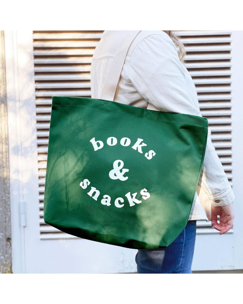 Books & Snacks - Forest Green Canvas Tote Bag – thoughtful gifts and beautiful finds from C&K, an independent lifestyle store in Settle.