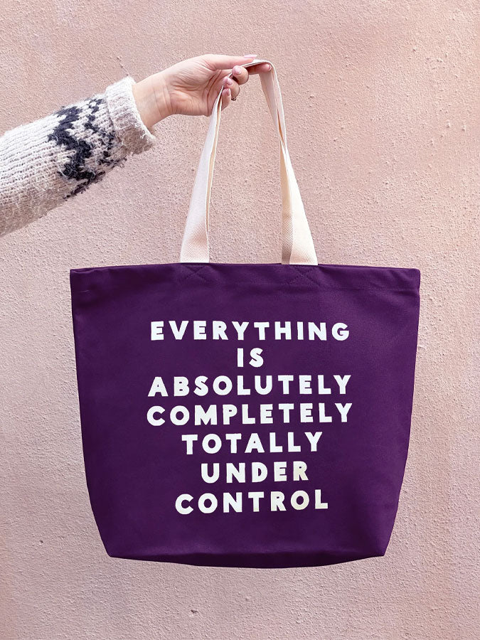 Everything is Under Control - Plum Canvas Tote Bag – thoughtful gifts and beautiful finds from C&K, an independent lifestyle store in Settle.