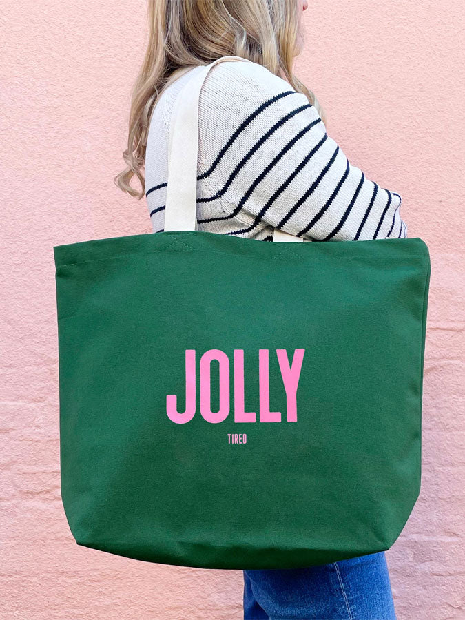 Jolly (Tired) - Forest Green Tote Bag – stylish accessories from C&K, an independent lifestyle store in Settle, North Yorkshire.