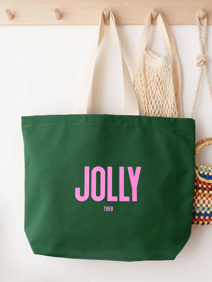 Jolly (Tired) - Forest Green Tote Bag – stylish accessories from C&K, an independent lifestyle store in Settle, North Yorkshire.