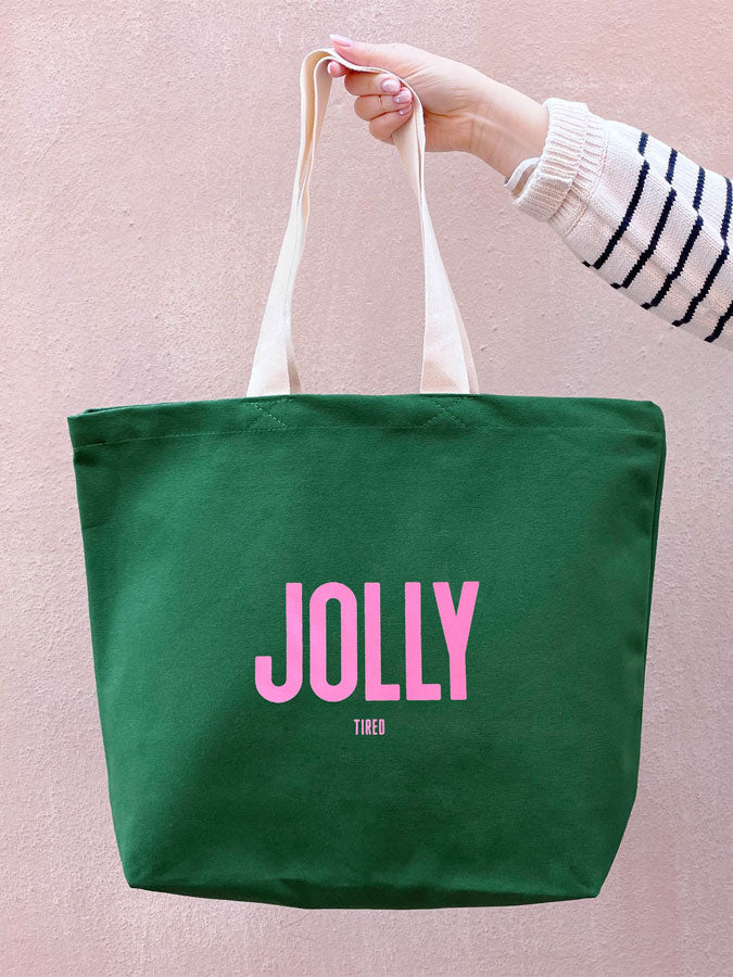 Jolly (Tired) - Forest Green Tote Bag – stylish accessories from C&K, an independent lifestyle store in Settle, North Yorkshire.