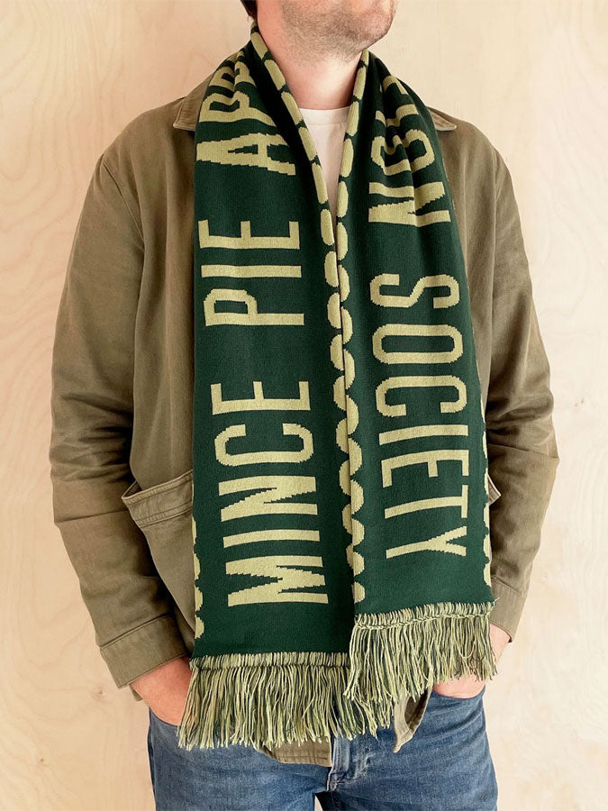 Mince Pie Appreciation Society - Pine Knitted Scarf – stylish accessories from C&K, an independent lifestyle store in Settle, North Yorkshire.