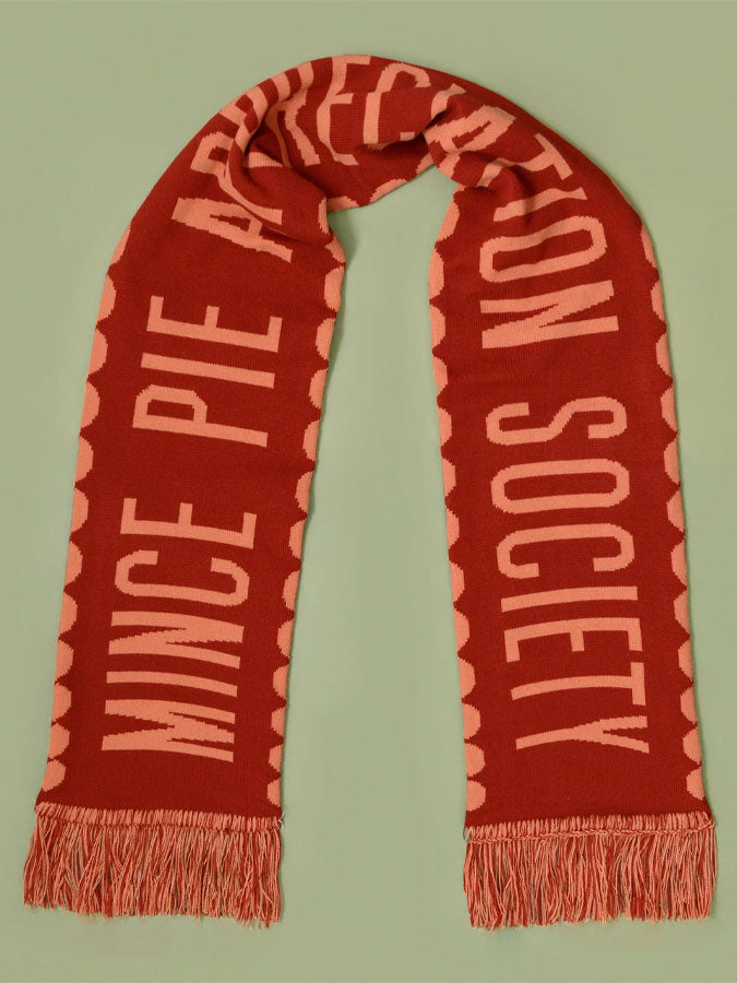 Mince Pie Appreciation Society - Rust Knitted Scarf – stylish accessories from C&K, an independent lifestyle store in Settle, North Yorkshire.