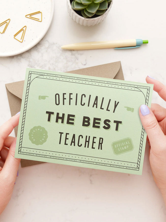 Officially the Best Teacher - Greeting Card – thoughtful gifts and beautiful finds from C&K, an independent lifestyle store in Settle.
