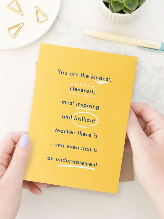The Kindest Teacher - Greeting Card – thoughtful gifts and beautiful finds from C&K, an independent lifestyle store in Settle.