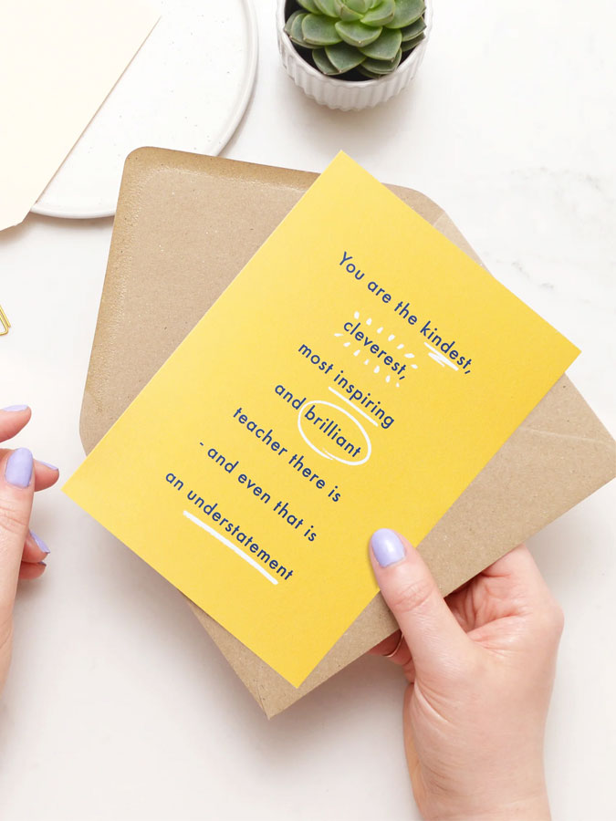 The Kindest Teacher - Greeting Card – thoughtful gifts and beautiful finds from C&K, an independent lifestyle store in Settle.