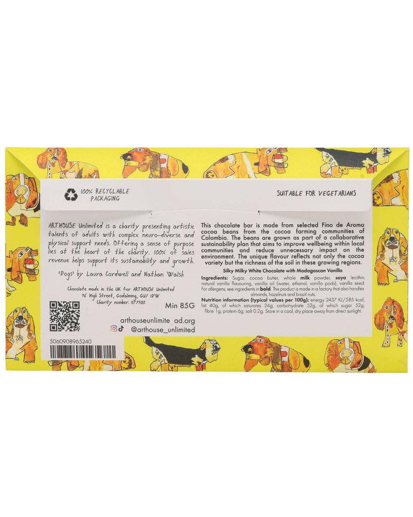 Happy Hound, Silky Milky White Bar Chocolate with Madagascan Vanilla – thoughtful gifts and beautiful finds from C&K, an independent lifestyle store in Settle.