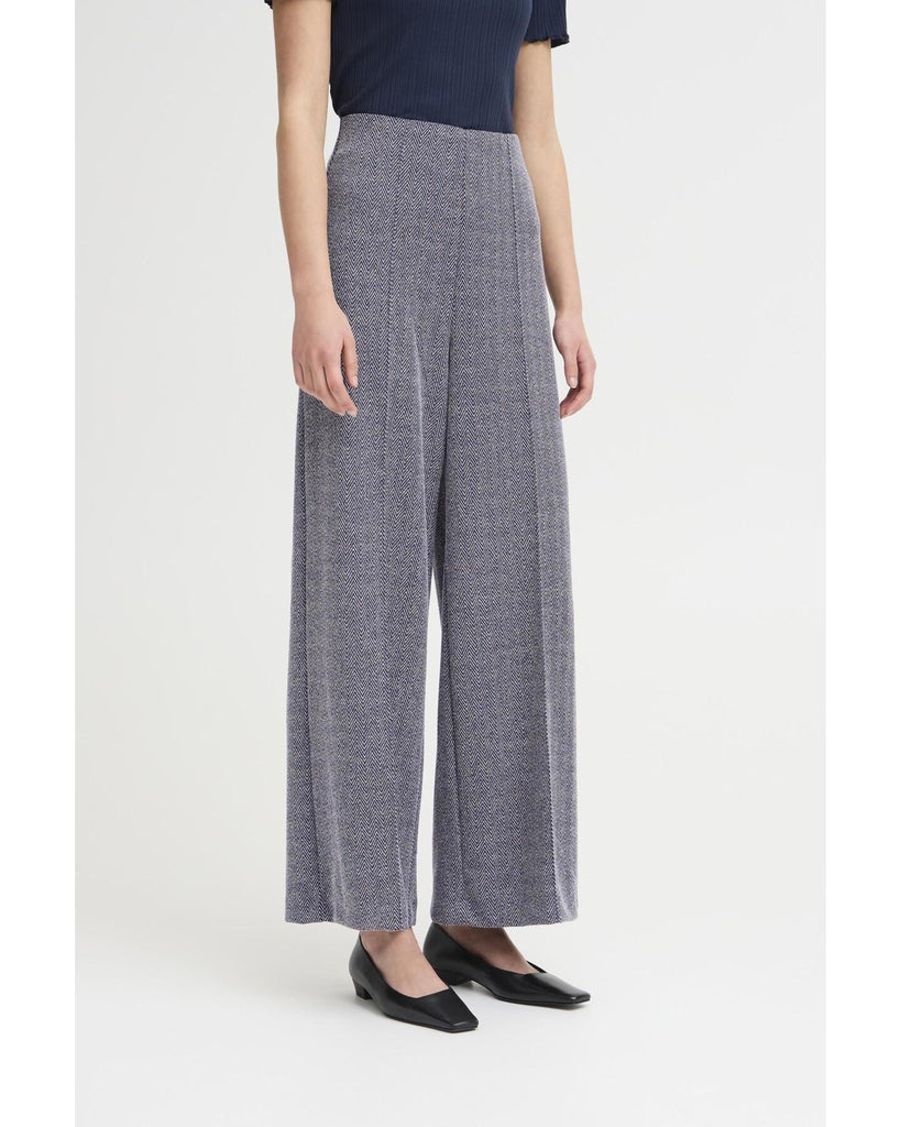 Kate jacquard pants-patriot blue – timeless women’s fashion from C&K, an independent lifestyle store in Settle, North Yorkshire.