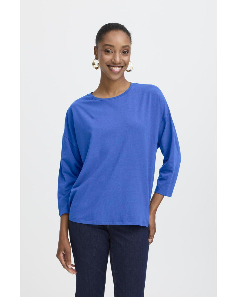Pamila Mid Sleeve T-Shirt Blue Quartz – timeless women’s fashion from C&K, an independent lifestyle store in Settle, North Yorkshire.