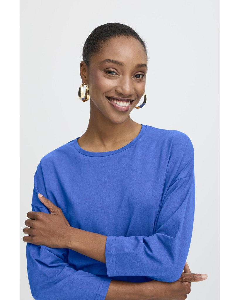 Pamila Mid Sleeve T-Shirt Blue Quartz – timeless women’s fashion from C&K, an independent lifestyle store in Settle, North Yorkshire.