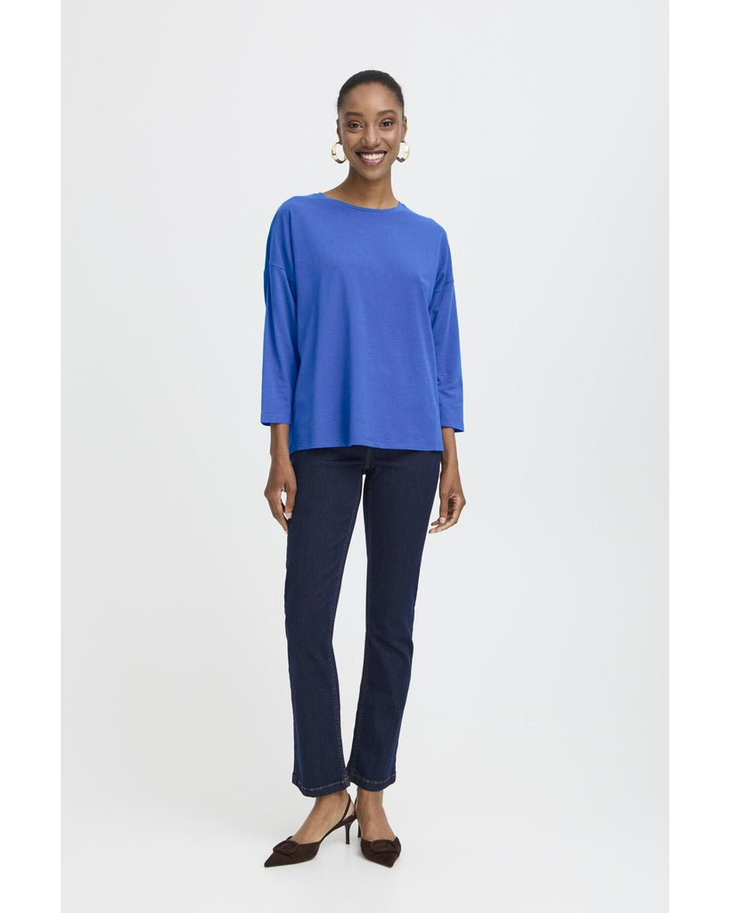 Pamila Mid Sleeve T-Shirt Blue Quartz – timeless women’s fashion from C&K, an independent lifestyle store in Settle, North Yorkshire.