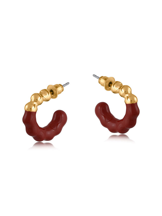 Jamelia Two Tone Enamel Earrings - Gold/Red – stylish accessories from C&K, an independent lifestyle store in Settle, North Yorkshire.