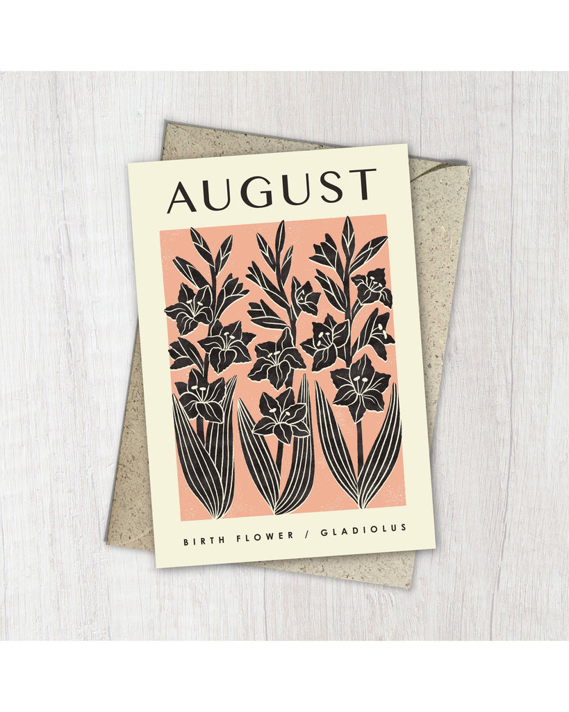 August Gladiolus | Birth Flower Card – beautiful greeting card from C&K, an independent lifestyle store in Settle.