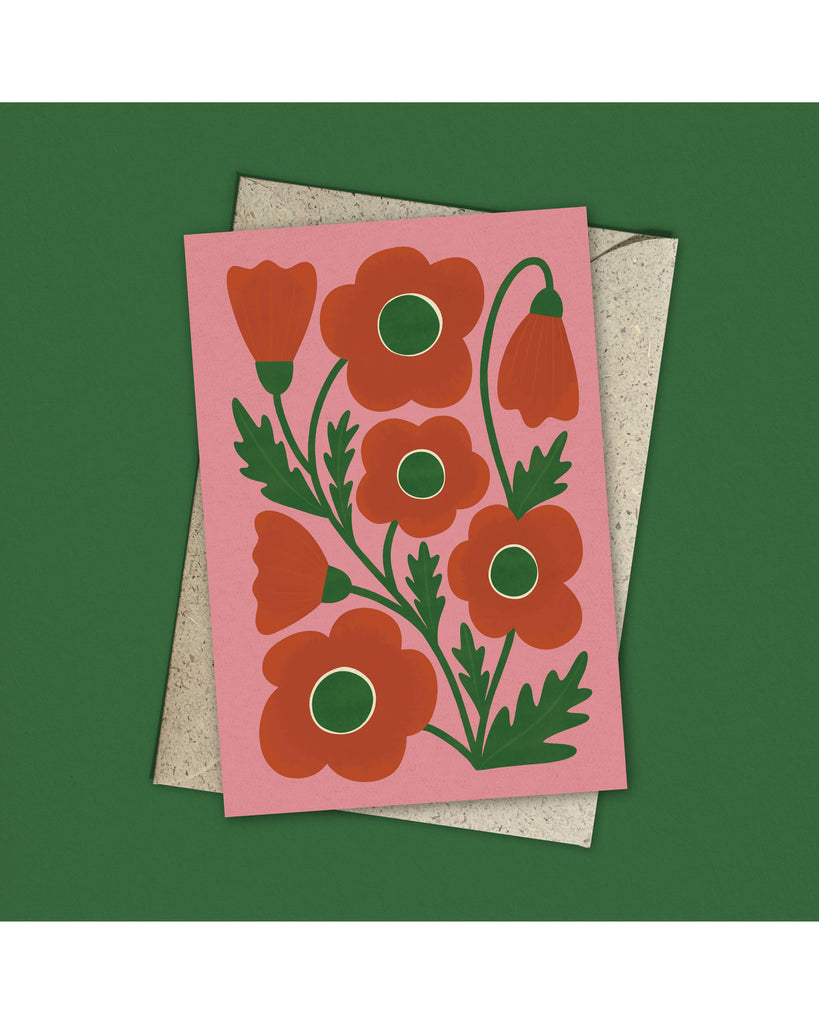 Corn Poppy Card – beautiful greeting card from C&K, an independent lifestyle store in Settle.