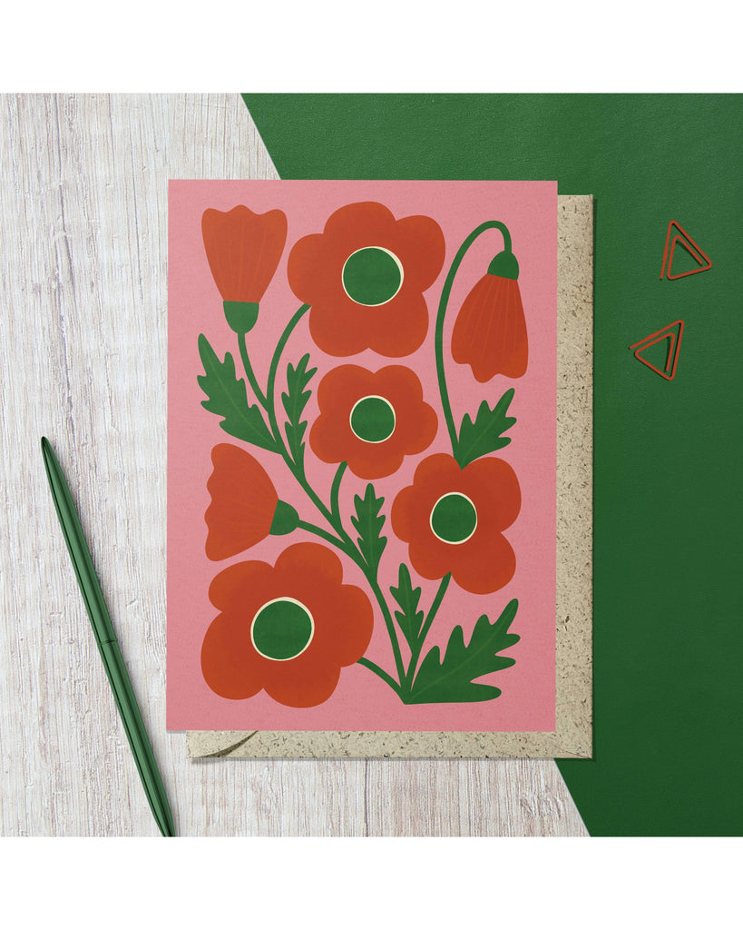 Corn Poppy Card – beautiful greeting card from C&K, an independent lifestyle store in Settle.