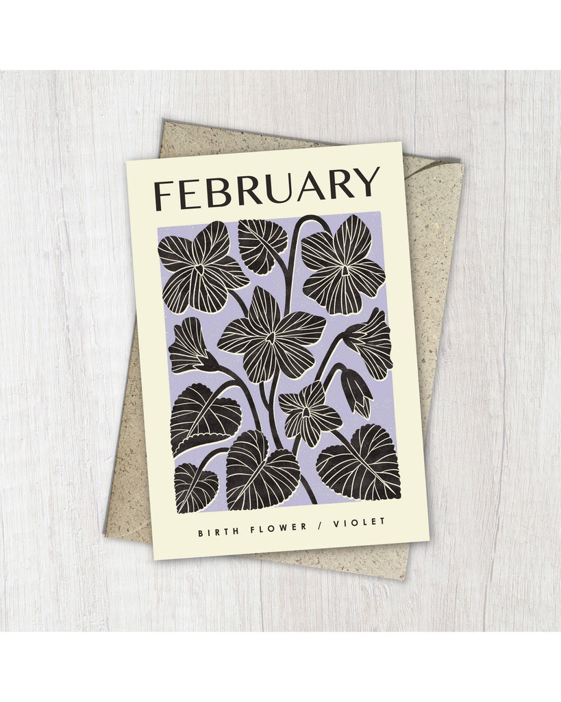 February Violet Birth Flower Card – beautiful greeting card from C&K, an independent lifestyle store in Settle.