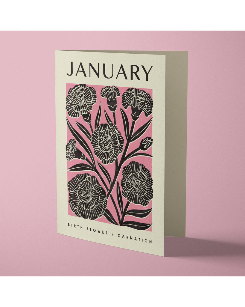 January Carnation Birth Card – beautiful greeting card from C&K, an independent lifestyle store in Settle.