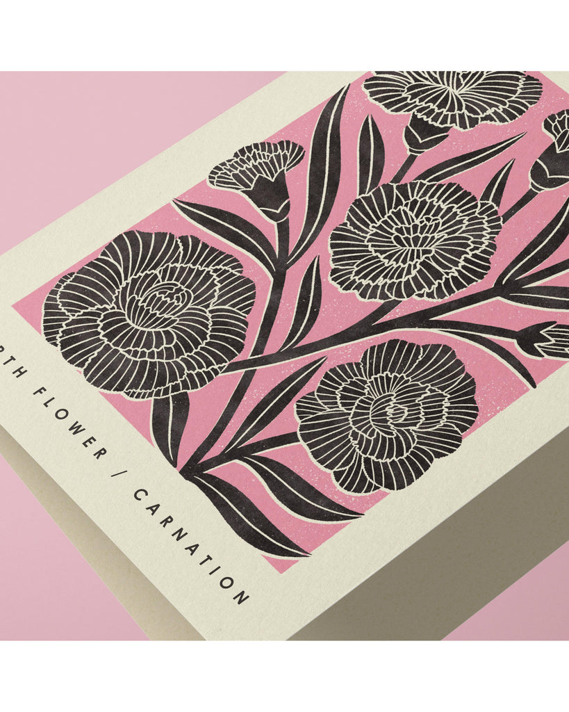 January Carnation Birth Card – beautiful greeting card from C&K, an independent lifestyle store in Settle.