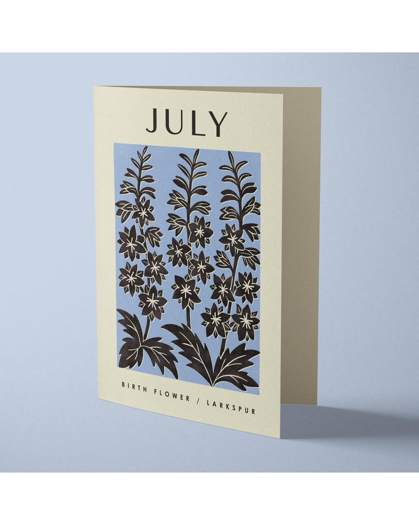 July Larkspur | Birth Flower Card – beautiful greeting card from C&K, an independent lifestyle store in Settle.