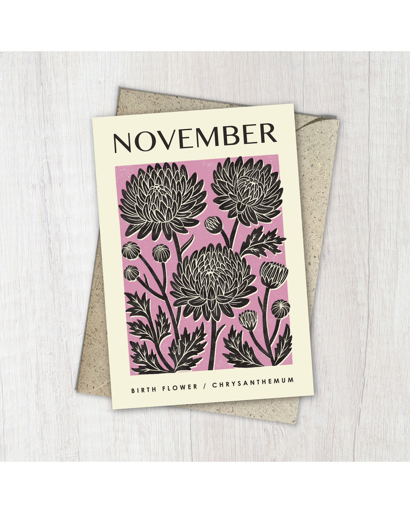 November Chrysanthemum | Birth Flower Card – beautiful greeting card from C&K, an independent lifestyle store in Settle.