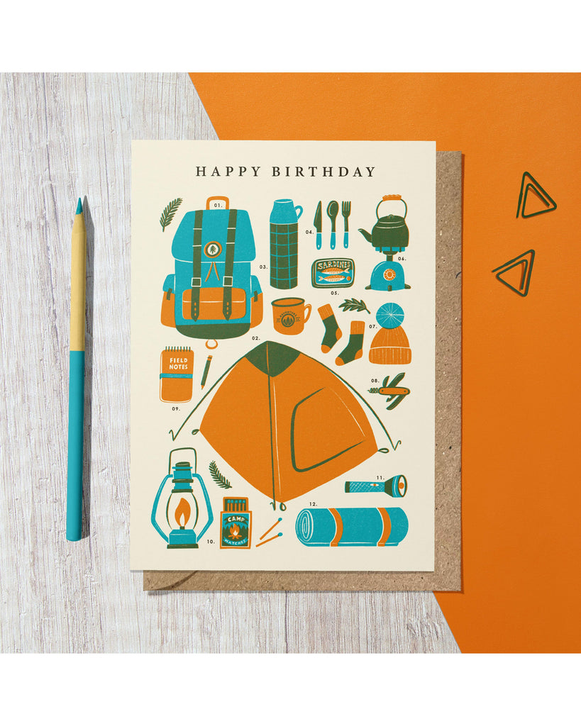Wild Camping Kit Card – beautiful greeting card from C&K, an independent lifestyle store in Settle.