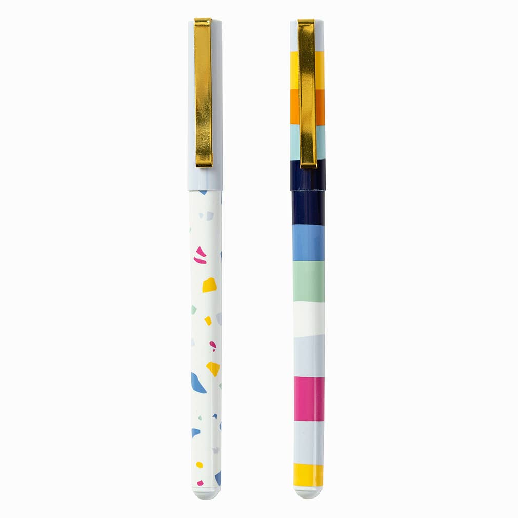 Rollerball Pens - Two Pack Set - Stripe - Black Ink, Desktop – thoughtful gifts and beautiful finds from C&K, an independent lifestyle store in Settle.