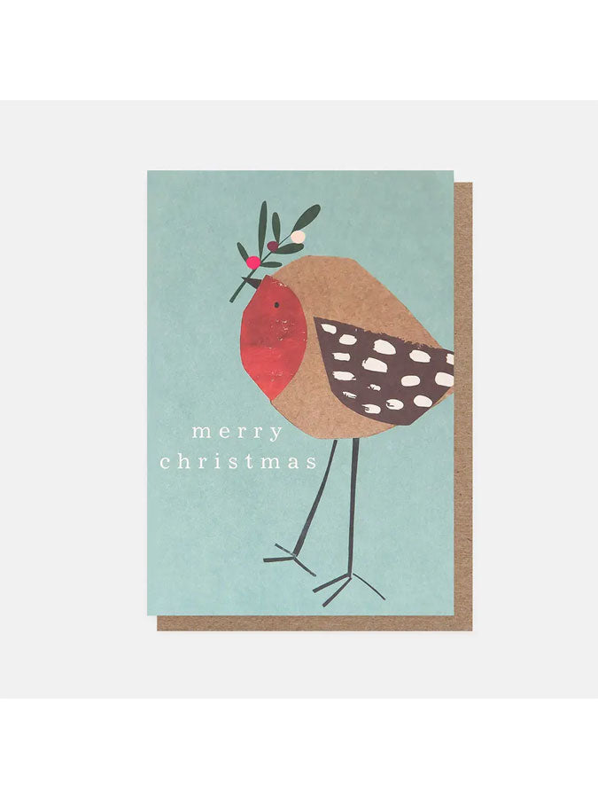 Merry Christmas Collaged Robin Pack of Cards – beautiful greeting card from C&K, an independent lifestyle store in Settle.