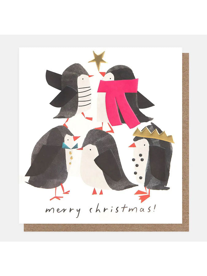 Merry Christmas Dressed Up Penguins Pack of Cards – beautiful greeting card from C&K, an independent lifestyle store in Settle.