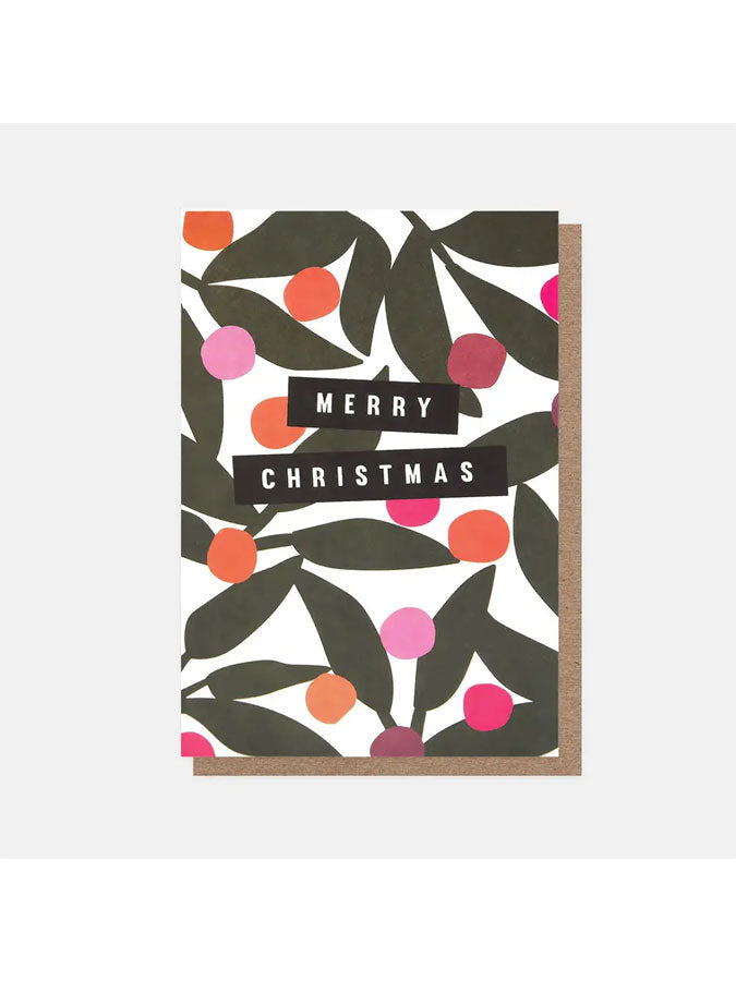Merry Christmas Foliage Pattern Pack of Cards – beautiful greeting card from C&K, an independent lifestyle store in Settle.
