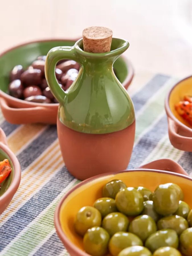 Sintra Glazed Green Terracotta Oil Drizzler – quality kitchenware & dining essentials by C&K, an independent lifestyle store in Settle.