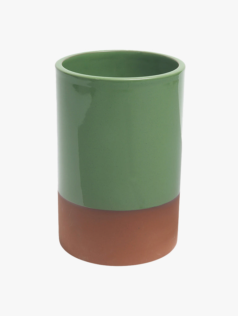 Sintra Green Glazed Terracotta Wine Cooler and Utensil Holder – quality kitchenware & dining essentials by C&K, an independent lifestyle store in Settle.