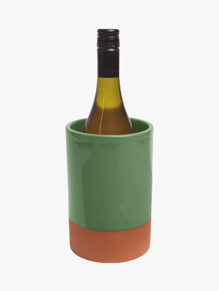 Sintra Green Glazed Terracotta Wine Cooler and Utensil Holder – quality kitchenware & dining essentials by C&K, an independent lifestyle store in Settle.