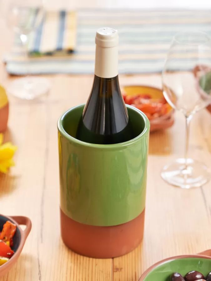 Sintra Green Glazed Terracotta Wine Cooler and Utensil Holder – quality kitchenware & dining essentials by C&K, an independent lifestyle store in Settle.