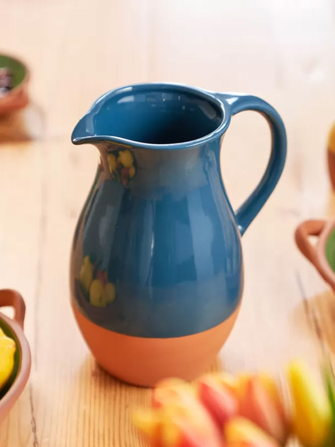 Sintra Ink Blue Glazed Terracotta Jug – quality kitchenware & dining essentials by C&K, an independent lifestyle store in Settle.