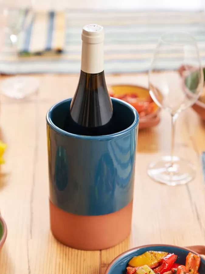 Sintra Ink Blue Glazed Terracotta Wine Cooler and Utensil Holder – quality kitchenware & dining essentials by C&K, an independent lifestyle store in Settle.