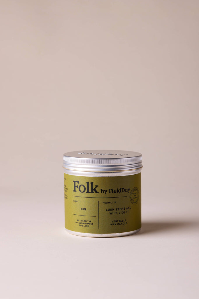 Kin Vegetable Wax Folk Tin Candle – thoughtful gifts and beautiful finds from C&K, an independent lifestyle store in Settle.