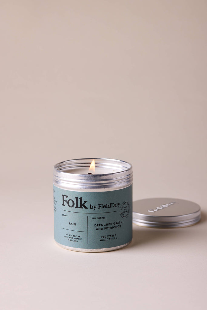 Rain Vegetable Wax Folk Tin Candle – thoughtful gifts and beautiful finds from C&K, an independent lifestyle store in Settle.