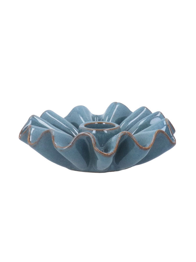 Blue Porcelain Frill Candle Holder – thoughtful gifts and beautiful finds from C&K, an independent lifestyle store in Settle.