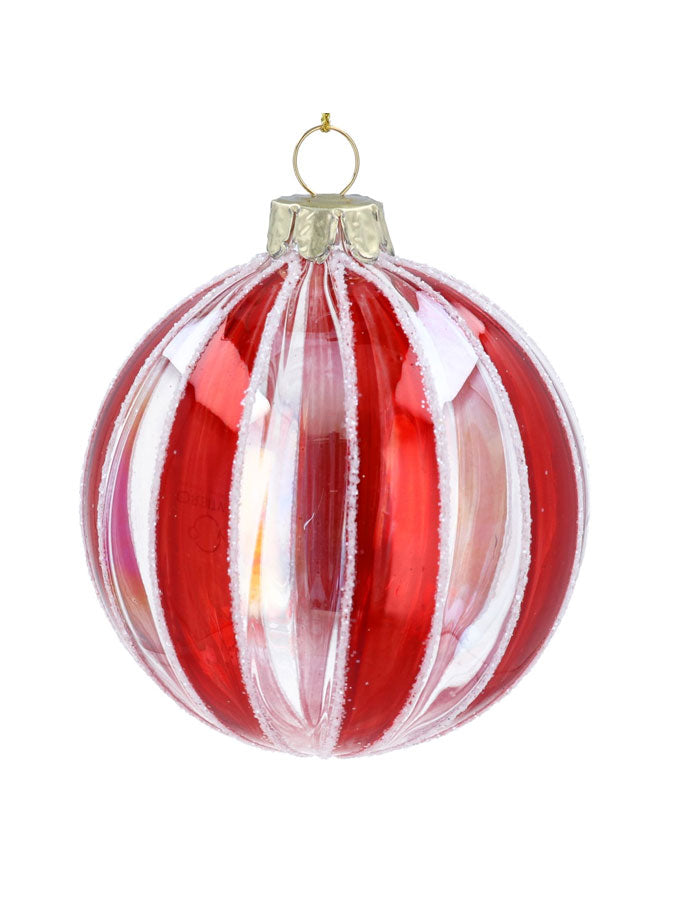 Clear Glass Ball with Red Stripe/White Glitter – thoughtful gifts and beautiful finds from C&K, an independent lifestyle store in Settle.