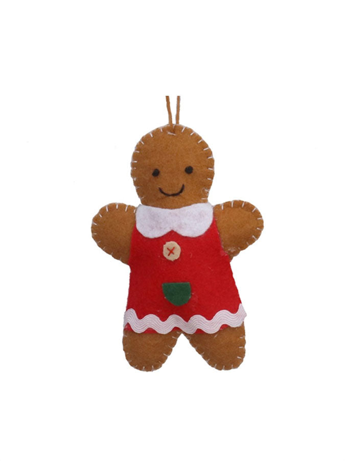 Felt Gingerbread Boy/Girl Decoration Assorted (individual) – thoughtful gifts and beautiful finds from C&K, an independent lifestyle store in Settle.