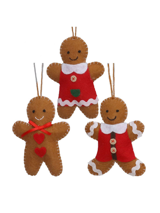 Felt Gingerbread Boy/Girl Decoration Assorted (individual) – thoughtful gifts and beautiful finds from C&K, an independent lifestyle store in Settle.