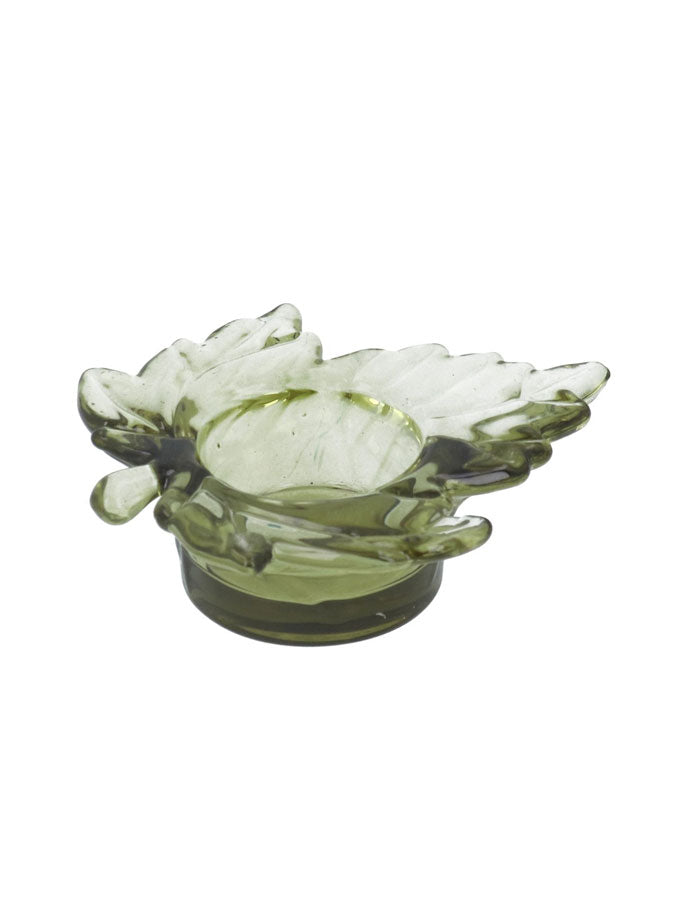 Green Glass Maple Leaf T-Light Holder – thoughtful gifts and beautiful finds from C&K, an independent lifestyle store in Settle.