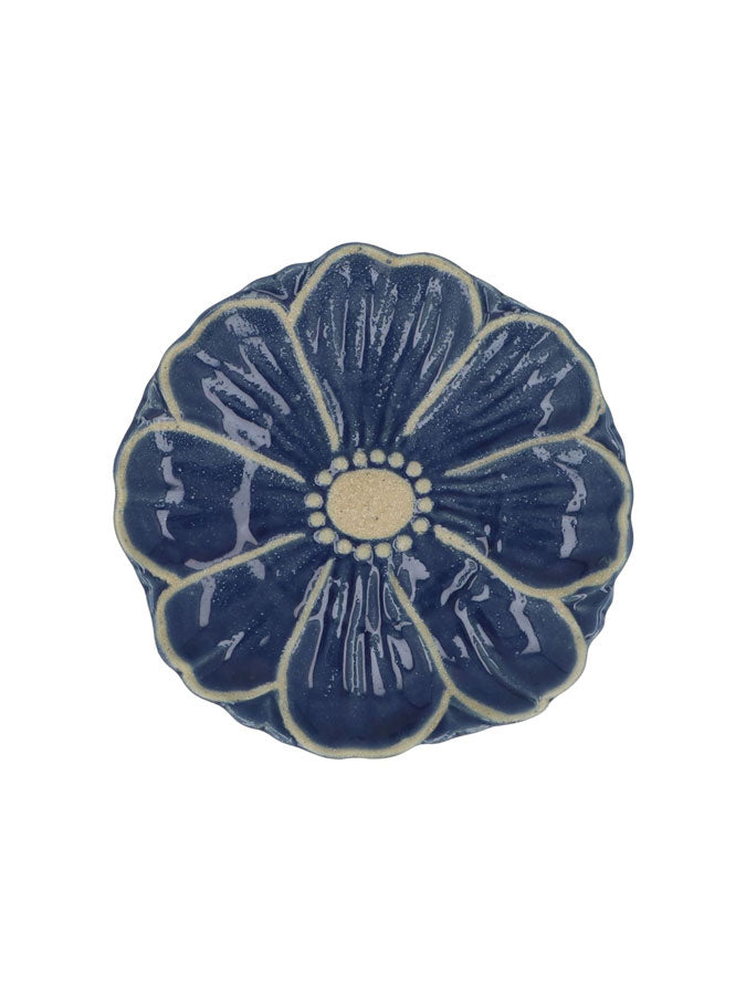 Navy Stoneware Flower Plate Small – thoughtful gifts and beautiful finds from C&K, an independent lifestyle store in Settle.