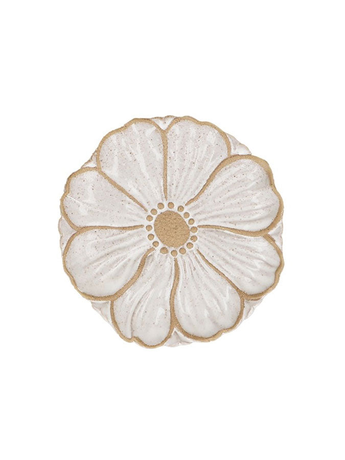 White Stoneware Flower Plate Small – thoughtful gifts and beautiful finds from C&K, an independent lifestyle store in Settle.