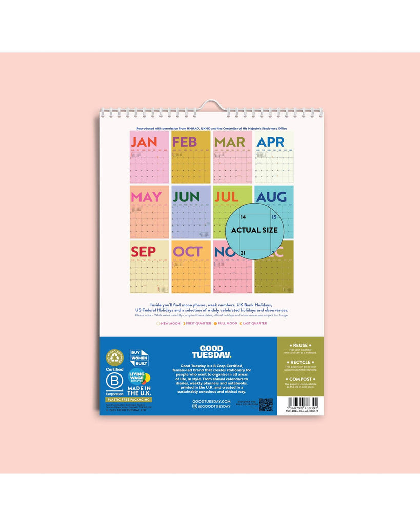 2026 Calendar | Colourburst | A4 – thoughtful gifts and beautiful finds from C&K, an independent lifestyle store in Settle.