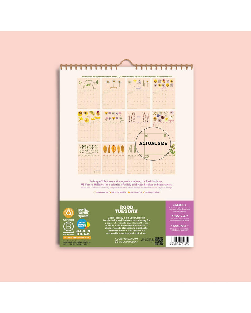 2026 Calendar | Garden Botanicals A4 – thoughtful gifts and beautiful finds from C&K, an independent lifestyle store in Settle.