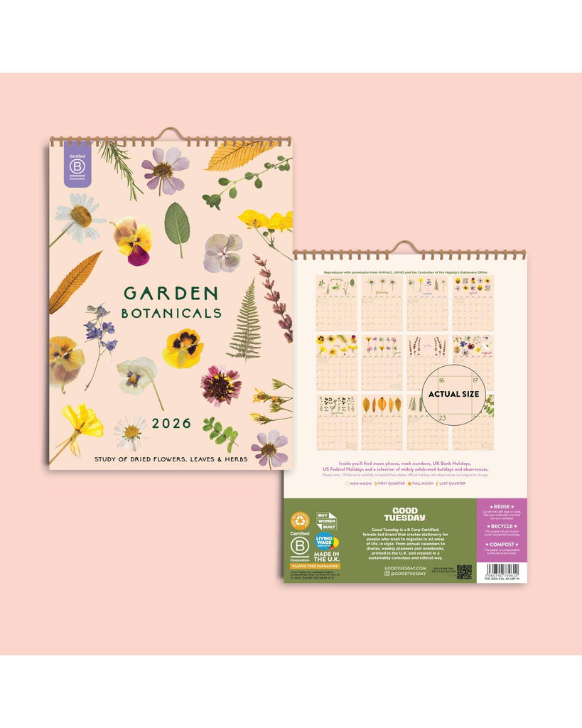 2026 Calendar | Garden Botanicals A4 – thoughtful gifts and beautiful finds from C&K, an independent lifestyle store in Settle.